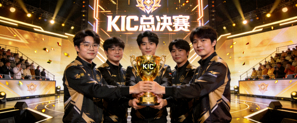 王者荣耀世界冠军杯KIC总决赛舞台，中国战队捧起奖杯