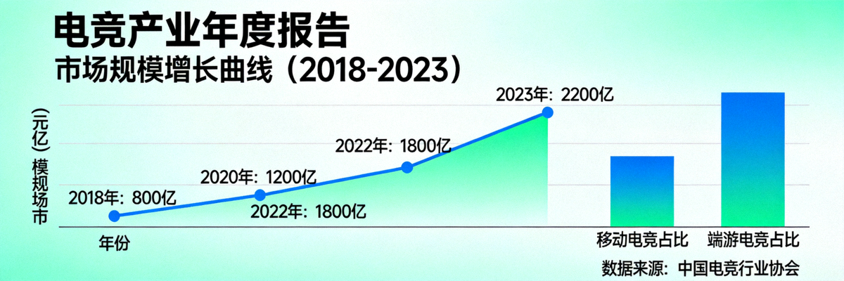 专题报道：电竞产业年度报告数据图表展示，市场规模增长曲线
